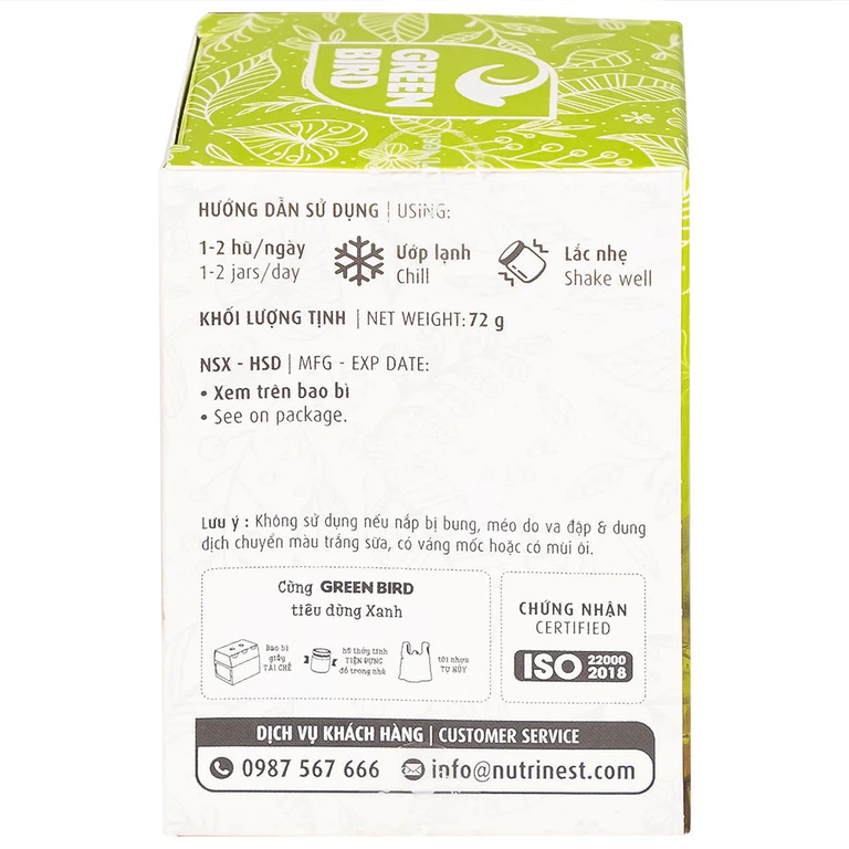 Nước Yến Sào Chưng Đường Phèn Greenbird (hũ 72g)