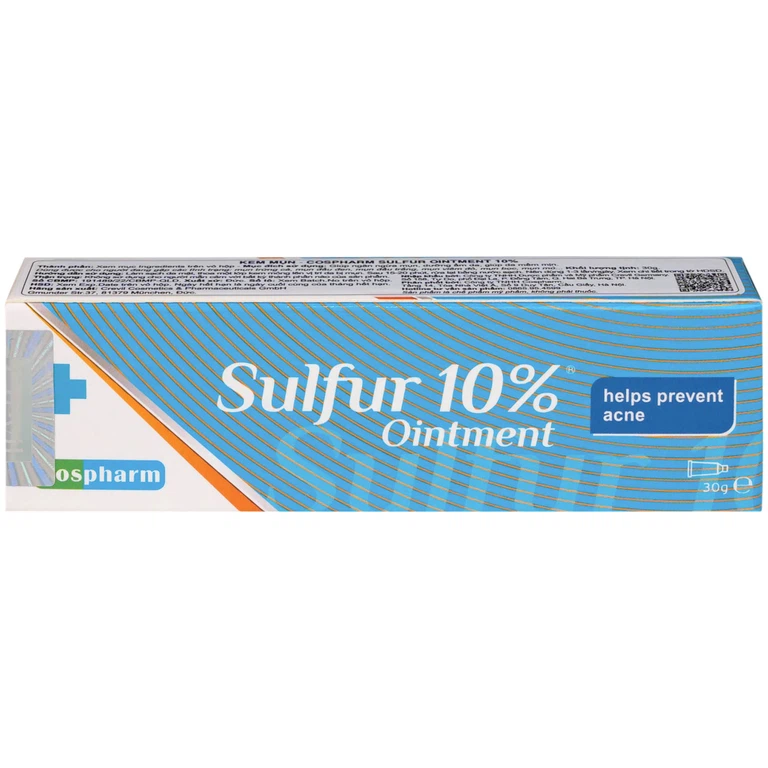 Kem bôi Sulfur 10% Ointment Cospharm hỗ trợ cải thiện tình trạng mụn và giảm viêm sưng (30g)
