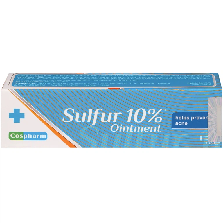 Kem bôi Sulfur 10% Ointment Cospharm hỗ trợ cải thiện tình trạng mụn và giảm viêm sưng (30g)