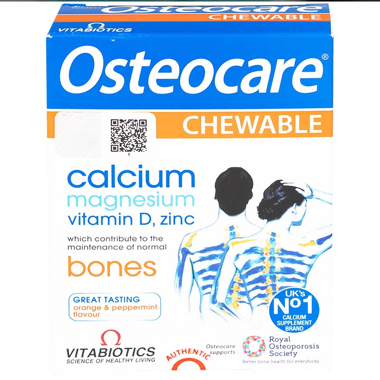 Viên nén nhai Osteocare chewable Vitabiotics hỗ trợ duy trì xương chắc khoẻ (3 vỉ x 10 viên)