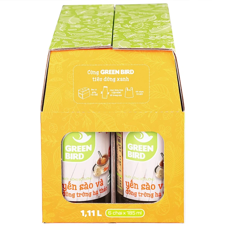 Nước Yến Sào Và Đông Trùng Hạ Thảo Greenbird (6 chai x 185ml)