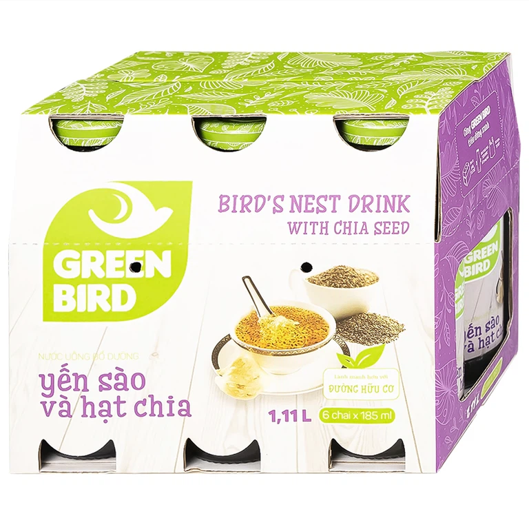Nước Yến Sào Và Hạt Chia Greenbird (6 chai x 185ml)