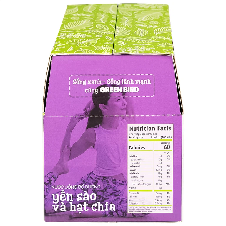 Nước Yến Sào Và Hạt Chia Greenbird (6 chai x 185ml)