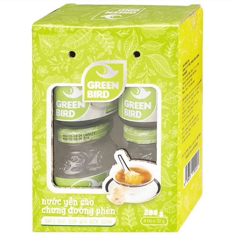Nước Yến Sào Chưng Đường Phèn Greenbird (4 hũ x 72g)