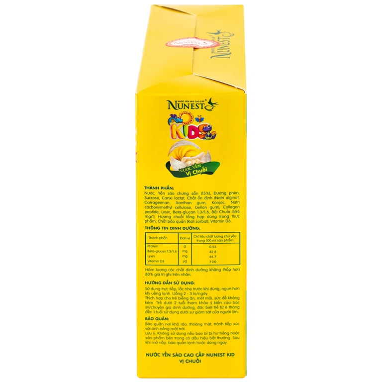 Nước Yến Sào Cao Cấp Cho Trẻ Em Nunest Kid Vị Chuối (6 hũ x 70ml)