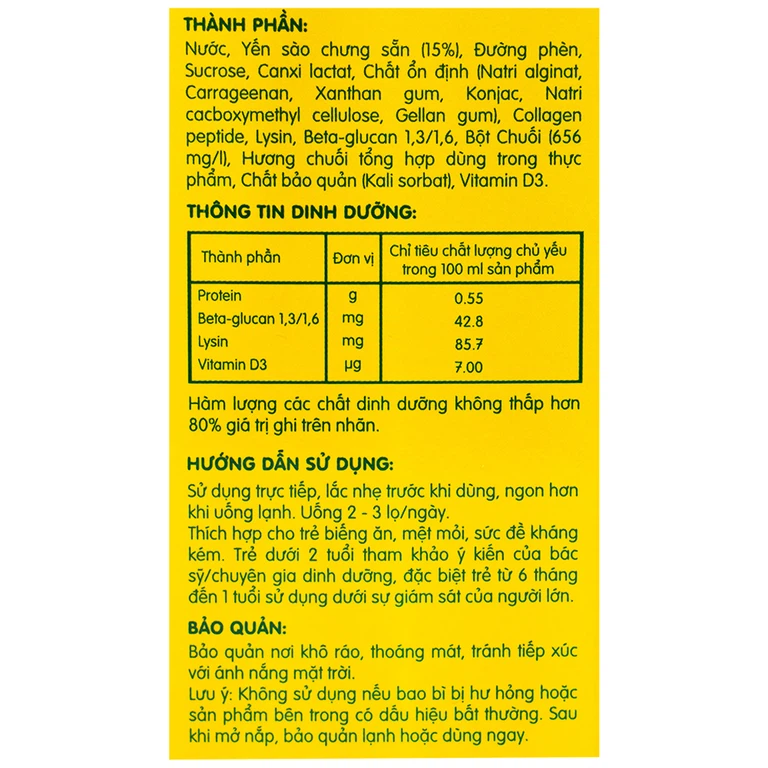 Nước Yến Sào Cao Cấp Cho Trẻ Em Nunest Kid Vị Chuối (6 hũ x 70ml)