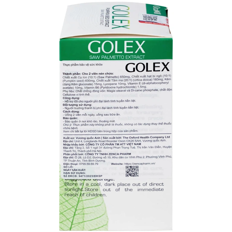 Viên uống Golex Ocavill hỗ trợ chống lại sự phình to của tuyến tiền liệt, cải thiện các rối loạn tiểu tiện (30 viên)