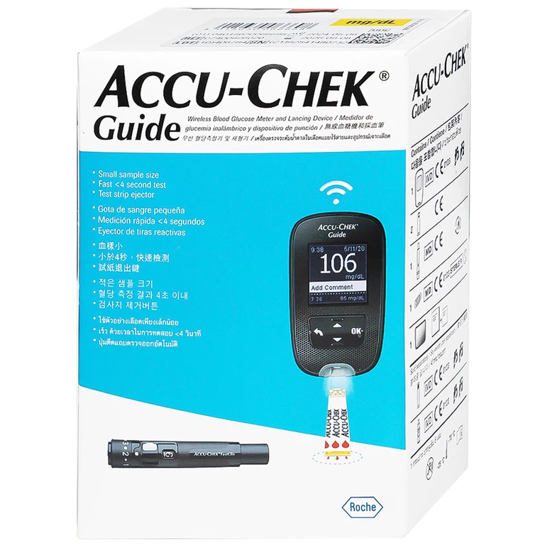 Máy đo đường huyết Accu-Chek Guide đo nhanh chóng chỉ với một nút bấm và an toàn