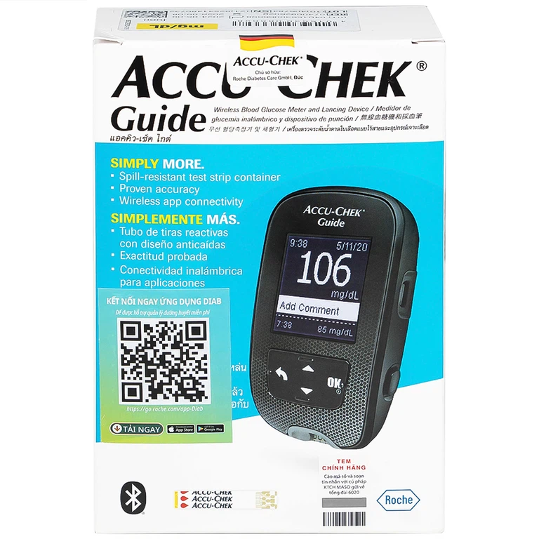 Máy đo đường huyết Accu-Chek Guide đo nhanh chóng chỉ với một nút bấm và an toàn