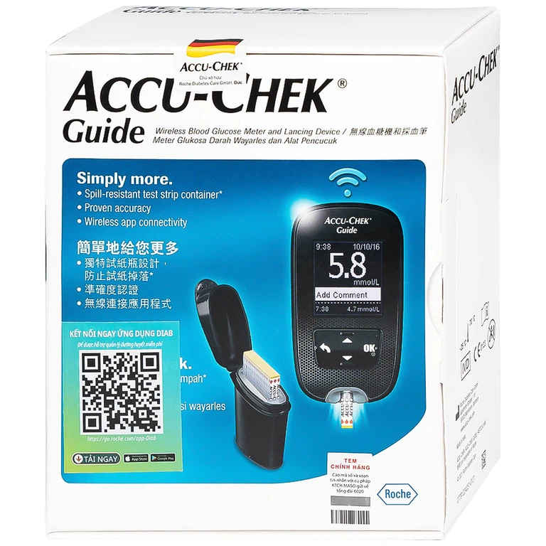 Máy đo đường huyết Accu-Chek Guide đo nhanh chóng chỉ với một nút bấm và an toàn