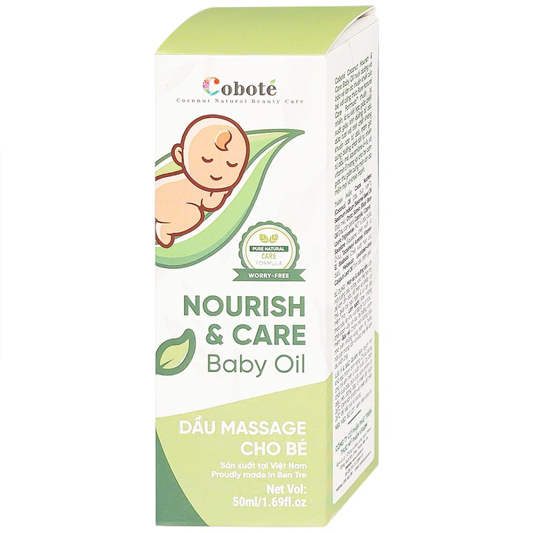 Dầu Massage Cho Bé Nourish & Care Baby Oil Coboté 50ml dưỡng ẩm, dịu vết công trùng cắn, giảm rôm sảy, cứt trâu