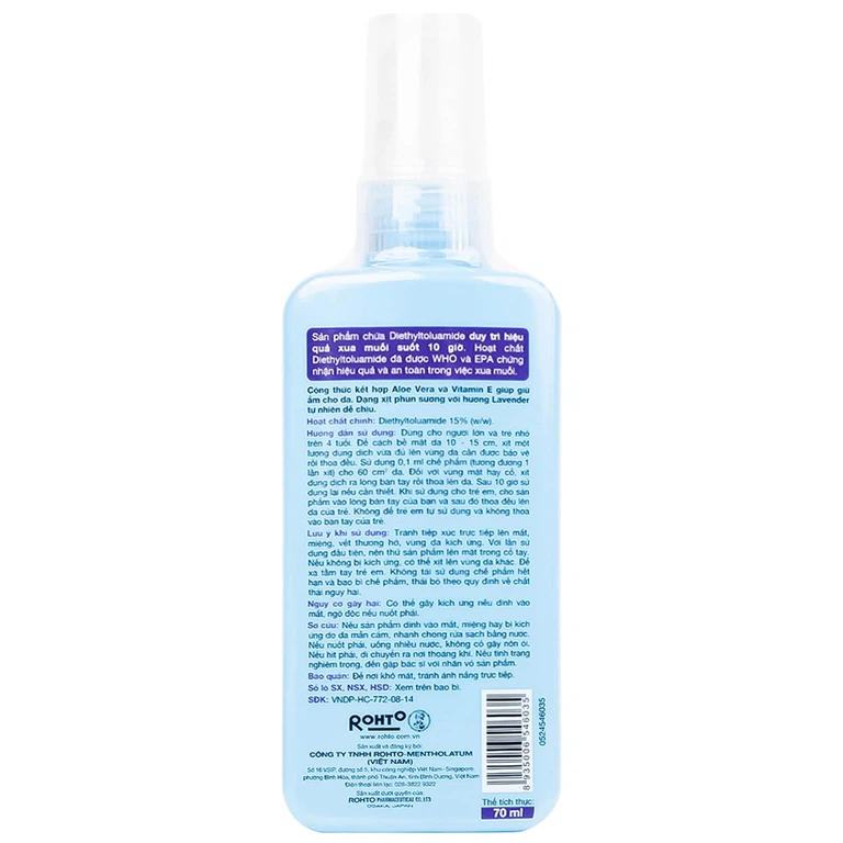 Xịt chống muỗi Remos hương Lavender xua muỗi suốt 10 giờ (70ml)