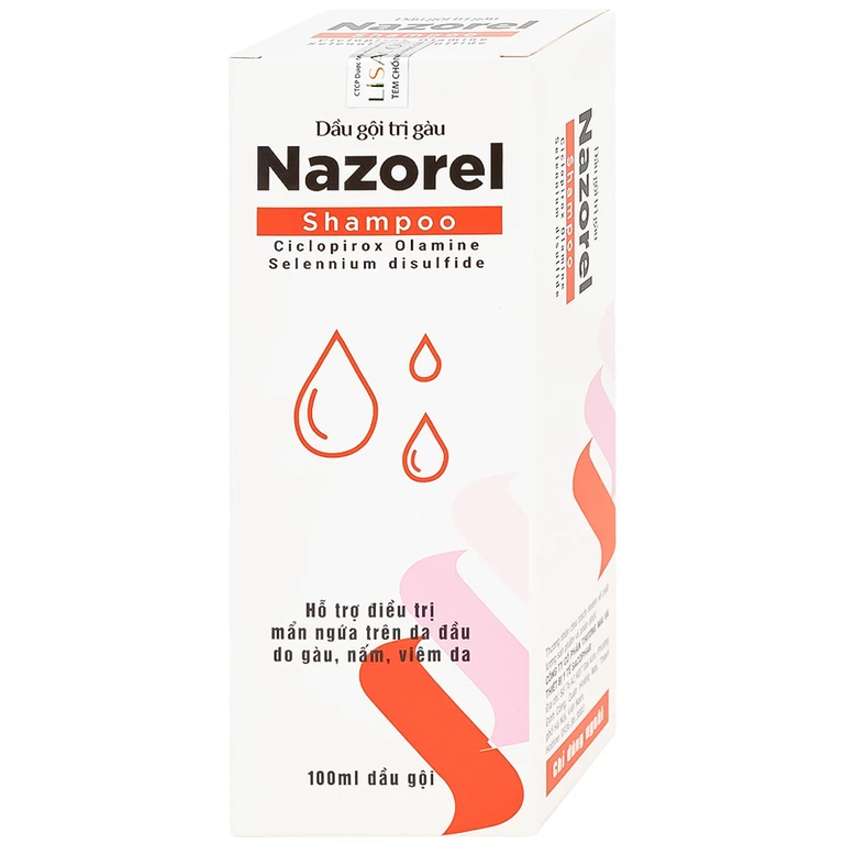 DẦU GỘI TRỊ GÀU NAZOREL SHAMPOO CICLOPIROX OLAMINE 100ML