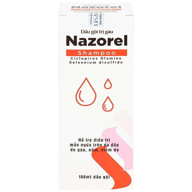 DẦU GỘI TRỊ GÀU NAZOREL SHAMPOO CICLOPIROX OLAMINE 100ML