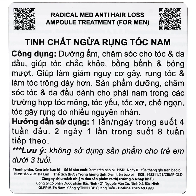 Tinh chất Radical Med Anti-Hair Loss ngừa rụng tóc cho nam (3 ống)