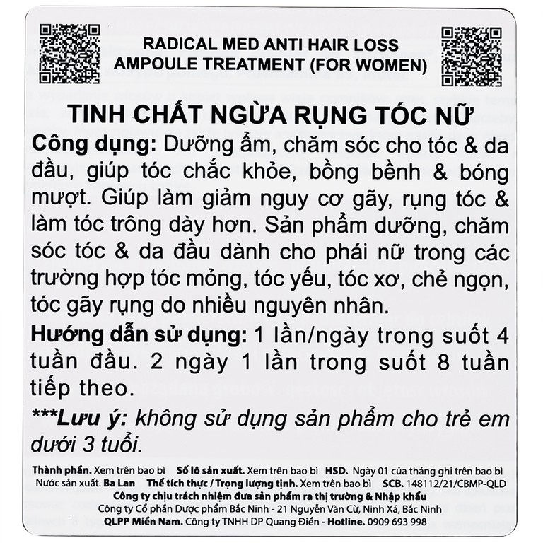 Tinh chất Radical Med Anti-Hair Loss làm sạch tóc và da đầu (3 ống x 5ml)