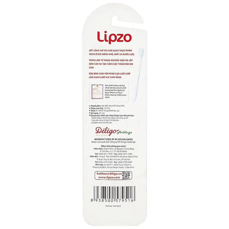 Bàn chải đánh răng Lipzo Flex chải sạch răng, êm chân nướu (1 cây)