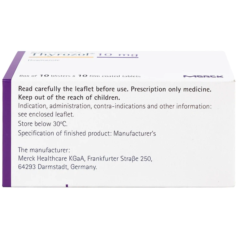 Thuốc Thyrozol 10mg Merck điều trị cường giáp (10 vỉ x 10 viên)