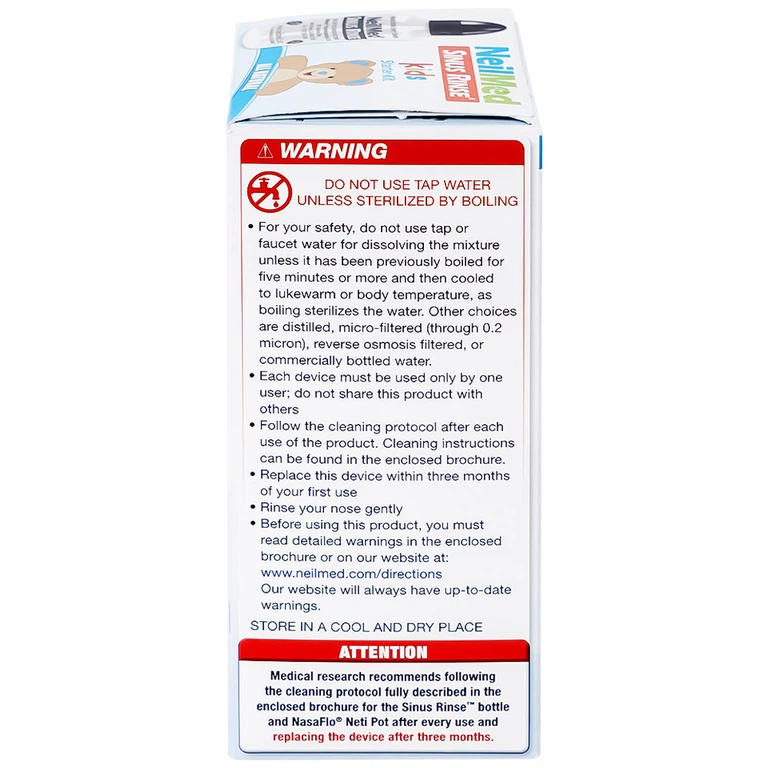 Bộ vệ sinh mũi 1 bình + 30 gói NeilMed Sinus Rinse Kids vệ sinh mũi xoang cho trẻ 
