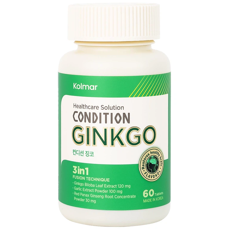 Thực phẩm bảo vệ sức khỏe Condition Ginkgo Kolmar hỗ trợ tăng bổ não cải thiện trí nhớ (60 viên)