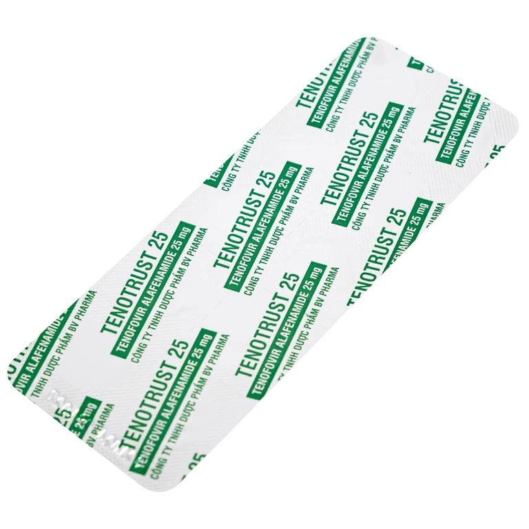 Thuốc Tenotrust 25 BV Pharma điều trị viêm gan B mãn tính ở người lớn và trẻ em (3 vỉ x 10 viên)