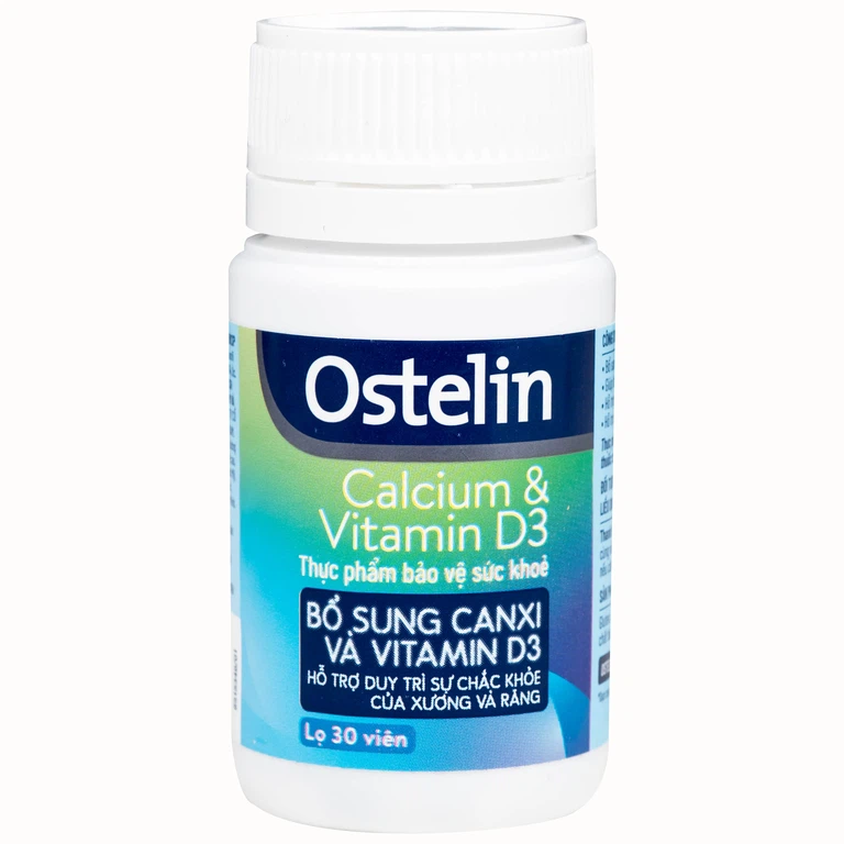 Viên uống Ostelin Calcium & Vitamin D3 Sanofi giúp tăng hấp thụ canxi, duy trì xương và răng chắc khỏe (30 viên)