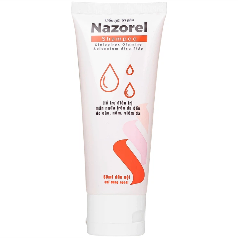 Dầu gội trị gàu Nazorel 50ml hỗ trợ điều trị mẩn ngứa da đầu do gàu và nấm, viêm da
