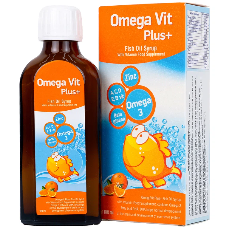 Siro Omega Vit Plus+ Botafarma hỗ trợ tăng khả năng chống oxy hóa, tốt cho não bộ và mắt (100ml)