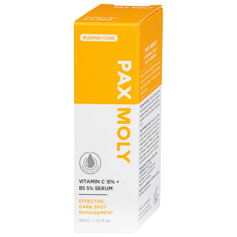 Serum Pax Moly Vitamin C 15% + B5 5% (Orange) giúp dưỡng ẩm, làm sáng da, làm mờ các vết thâm (30ml)
