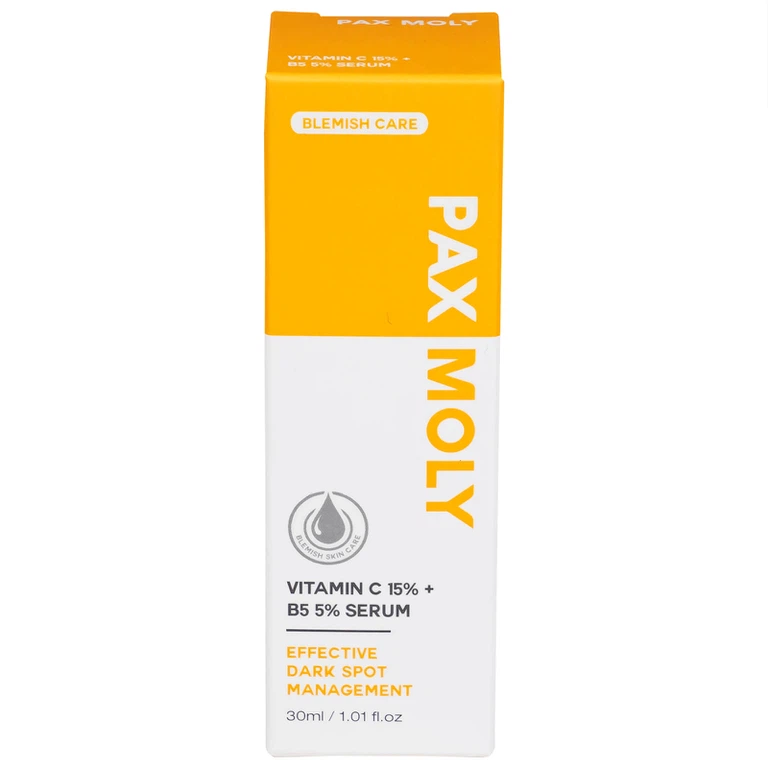 Serum Pax Moly Vitamin C 15% + B5 5% (Orange) giúp dưỡng ẩm, làm sáng da, làm mờ các vết thâm (30ml)