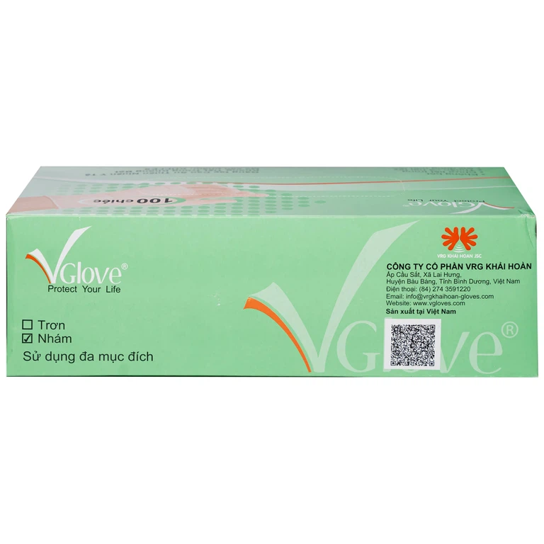 Găng tay cao su y tế nhám không bột VGlove Size L (100 cái)