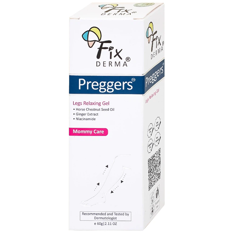 Gel Preggers Leg Relaxing 60g Fixderma dưỡng ẩm, giảm chuột rút, phù nề, giãn tĩnh mạch chân cho bà bầu 