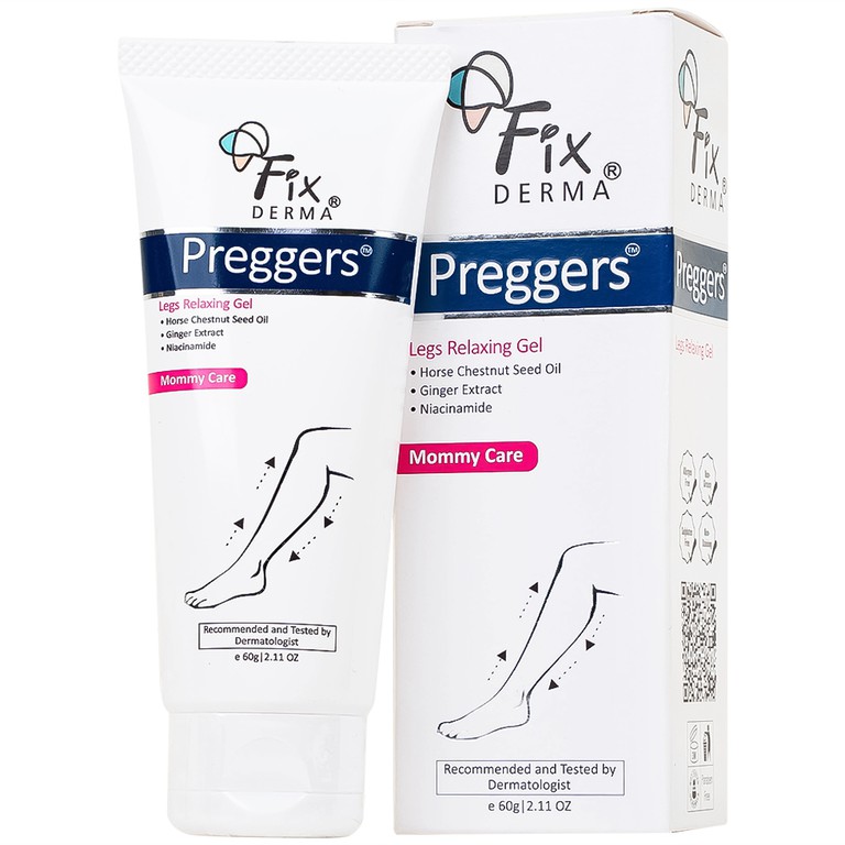 Gel Preggers Leg Relaxing 60g Fixderma dưỡng ẩm, giảm chuột rút, phù nề, giãn tĩnh mạch chân cho bà bầu 