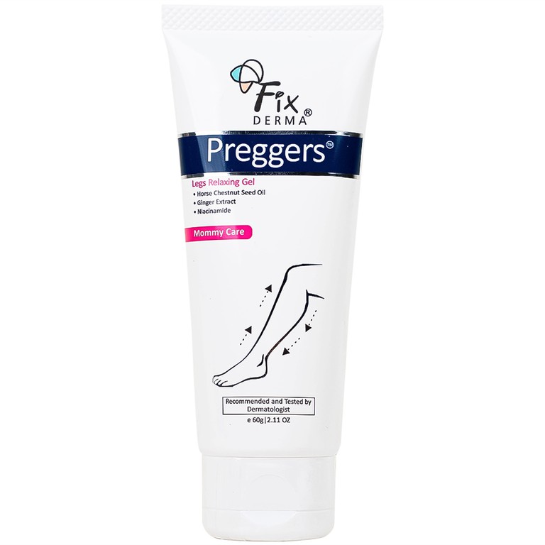 Gel Preggers Leg Relaxing 60g Fixderma dưỡng ẩm, giảm chuột rút, phù nề, giãn tĩnh mạch chân cho bà bầu 