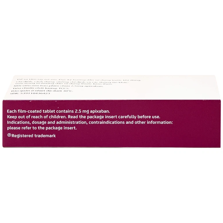 Thuốc Eliquis 2.5mg Pfizer giúp phòng ngừa biến cố thuyên tắc huyết khối tĩnh mạch (2 vỉ x 10 viên)