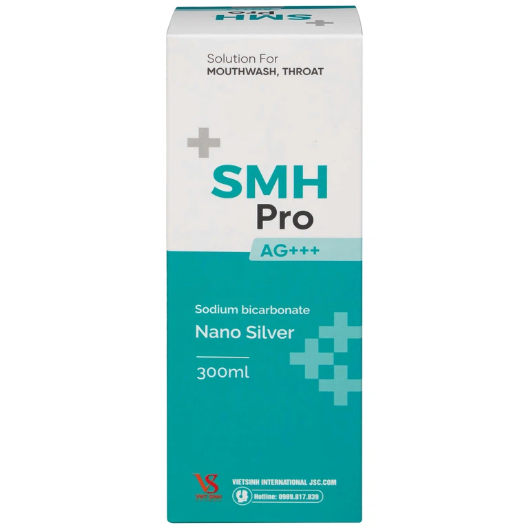 Nước súc miệng, họng SMH Pro Ag+++ 300ml Việt Sinh vệ sinh răng, miệng, ngăn ngừa hôi miệng