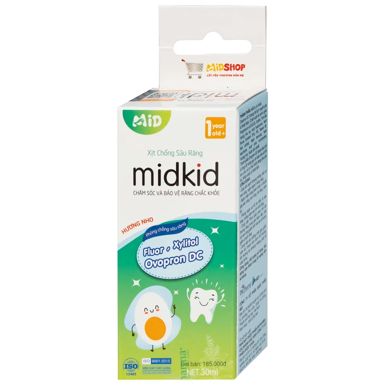 Xịt chống sâu răng Midkid 30ml DK Pharma hương nho chăm sóc và bảo vệ răng chắc khỏe