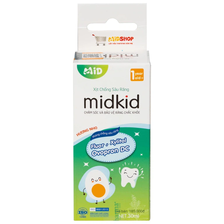 Xịt chống sâu răng Midkid 30ml DK Pharma hương nho chăm sóc và bảo vệ răng chắc khỏe