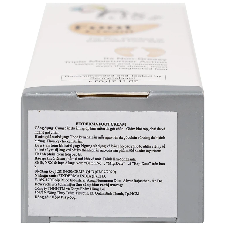 Kem dưỡng chống nứt gót chân Fixderma Foot Cream cung cấp độ ẩm, làm mềm da gót chân (60g)