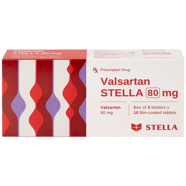 Thuốc Vansartan 80mg Stella điều trị tăng huyết áp, suy tim (3 vỉ x 10 viên)