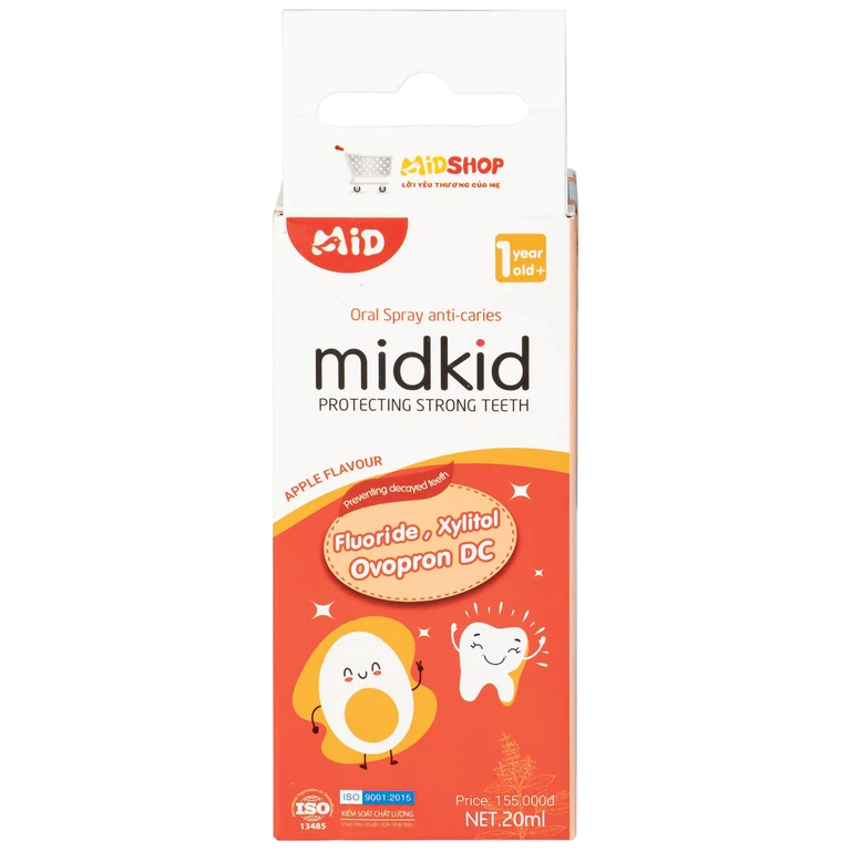 Xịt chống sâu răng Midkid 20ml DK Pharma hương táo - làm sạch khoang miệng, bảo vệ men răng