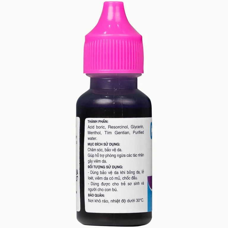 Dung dịch bôi ngoài da Castelani DL 17ml Quablue Pharma hỗ trợ phòng ngừa viêm da do bỏng da, lở loét