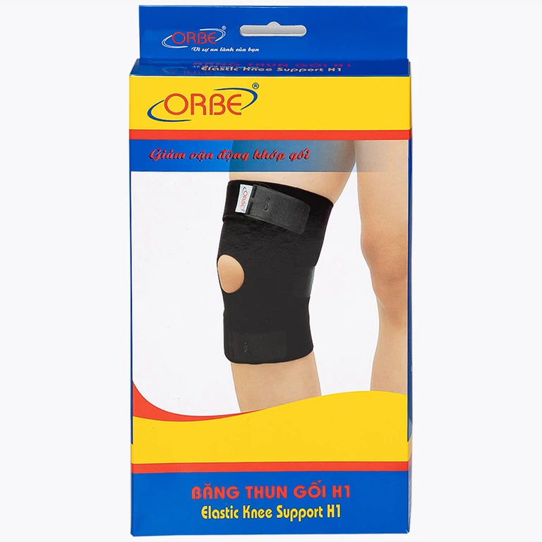 Băng thun gối H1 màu đen size S/M Orbe hỗ trợ vận động khi chơi thể thao