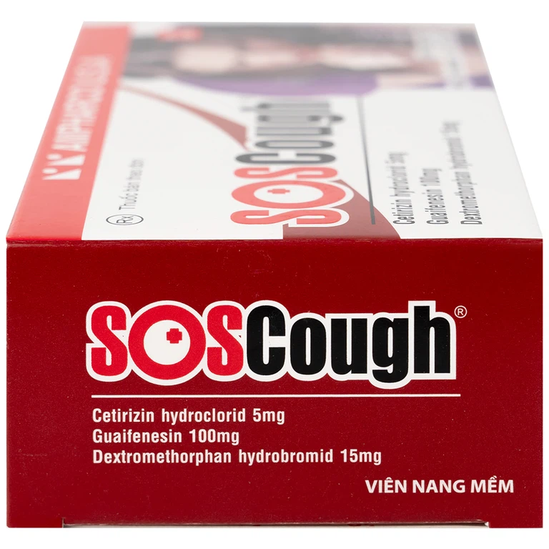 Thuốc SOSCough Ampharco điều trị ho khan, ho do kích ứng (3 vỉ x 10 viên)