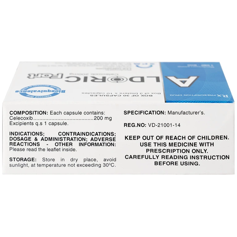 Thuốc Aldoric Fort 200mg S.P.M điều trị thoái hóa khớp, viêm khớp (3 vỉ x 10 viên)