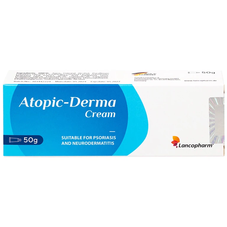 Kem dưỡng ẩm, làm dịu da vị vẩy nến, á sừng, viêm da cơ địa - Atopic Derma Cream Lancopharm 50g