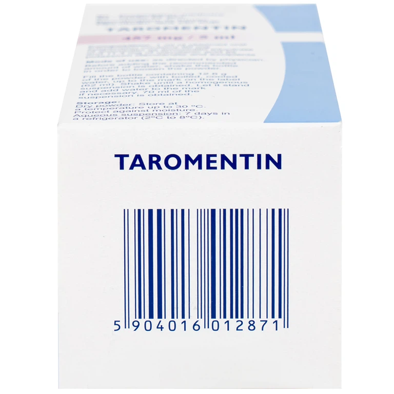 Bột hỗn dịch uống Taromentin 457mg/5ml điều trị nhiễm trùng viêm xoang, tai giữa, đường hô hấp (12.6g)