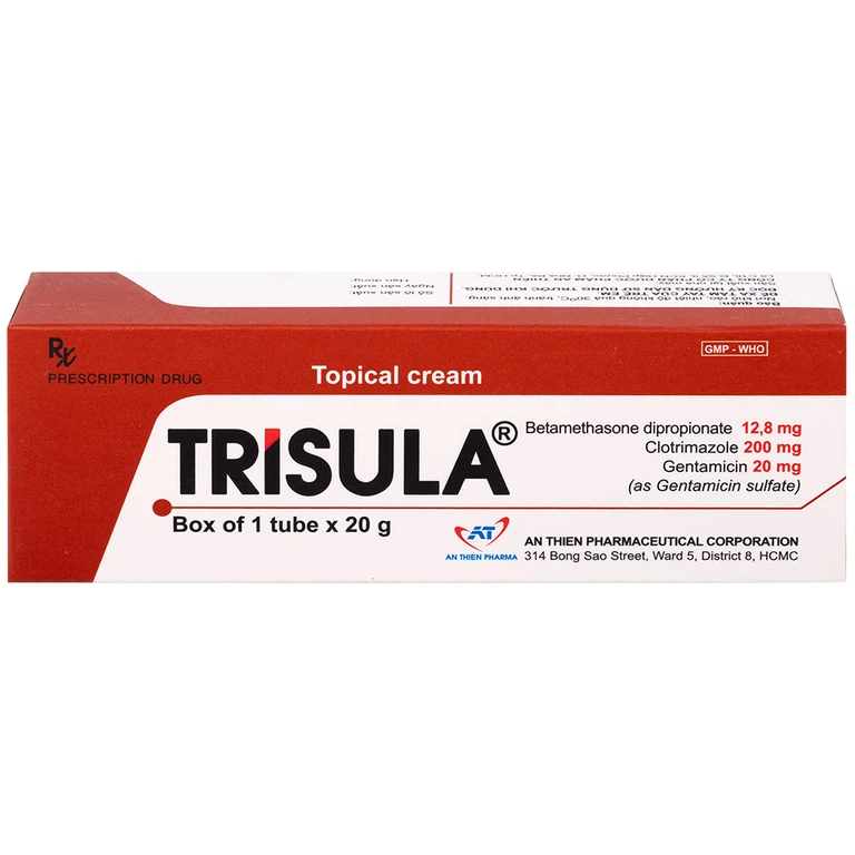 Kem bôi da Trisula 20g An Thiên Pharma điều trị các bệnh nhiễm khuẩn ngoài da 