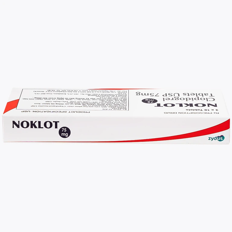 Thuốc Noklot 75mg Zydus phòng ngừa biến cố xơ vữa động mạch (3 vỉ x 10 viên)
