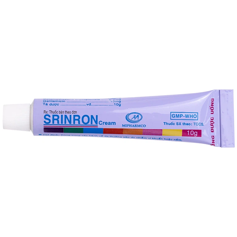 Kem bôi da Srinron 10g Mipharmco điều trị các bệnh về da do nhiễm khuẩn hoặc nấm, bệnh da hỗn hợp